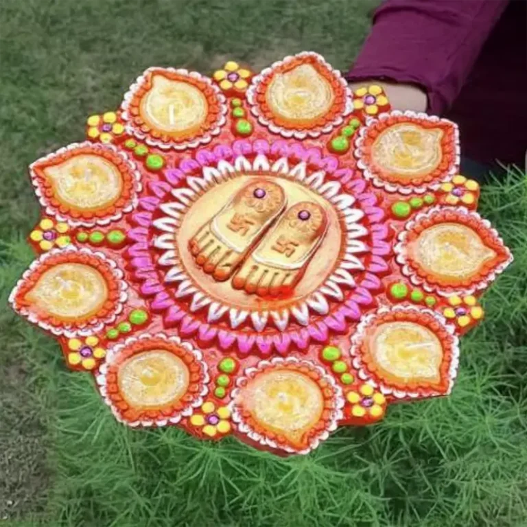 Handmade Lakshmi Feet Diya Tray – Festive Decorative Pooja Tray